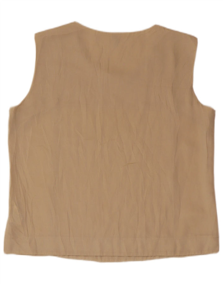 BENETTON Womens Sleeveless Blouse Top UK 16 Large Beige Polyester
