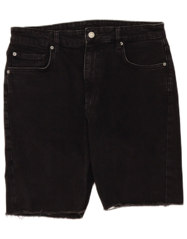 Zara Mens Denim Shorts EU 42 Large W32 Black