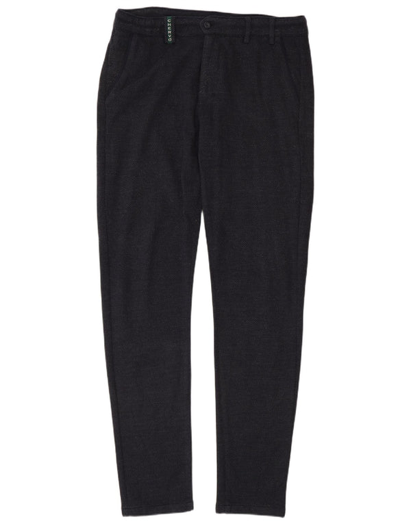 Chervo Mens Slim Chino Trousers IT 50 Large W32 L34 Navy Blue Cotton