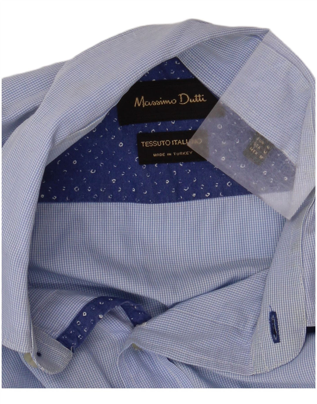 MASSIMO DUTTI Mens Shirt Medium Blue Gingham