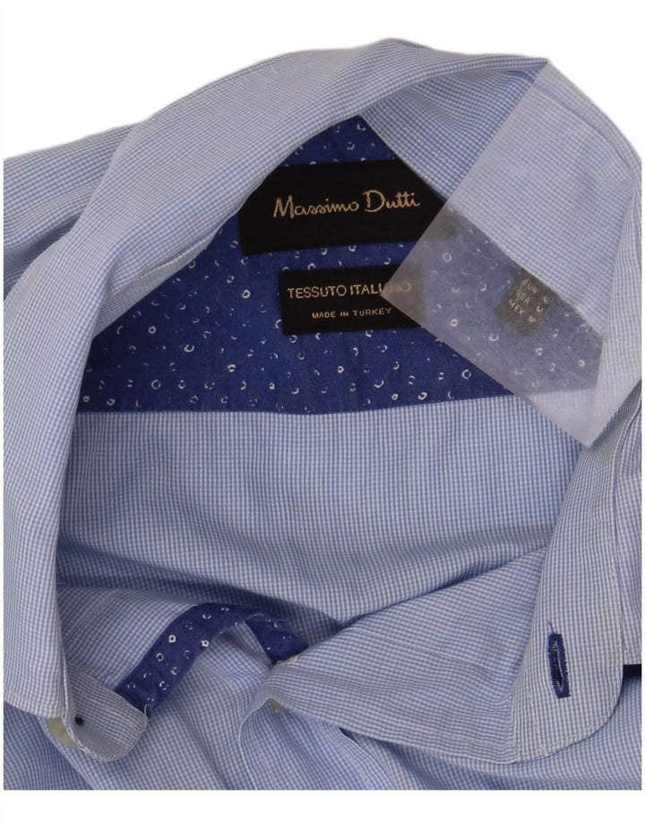 MASSIMO DUTTI Mens Shirt Medium Blue Gingham