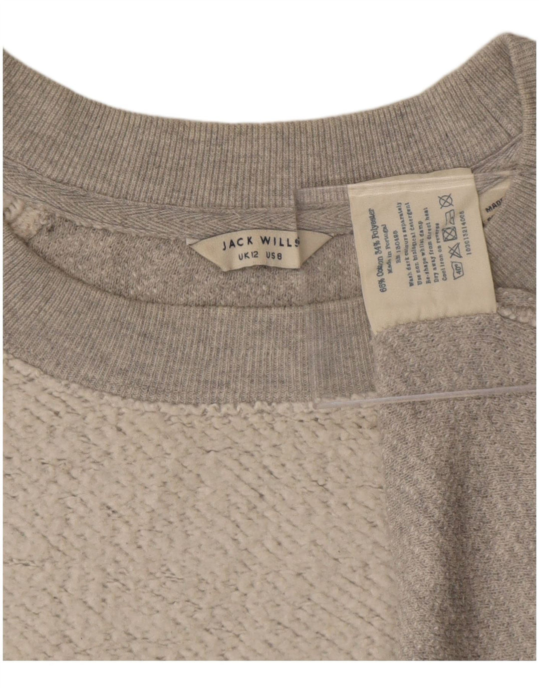 Jack Wills Womens Crop Sweatshirt Jumper UK 12 Medium  Grey Cotton