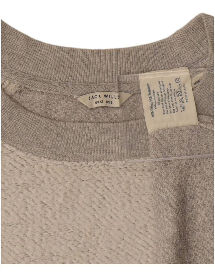Jack Wills Womens Crop Sweatshirt Jumper UK 12 Medium  Grey Cotton