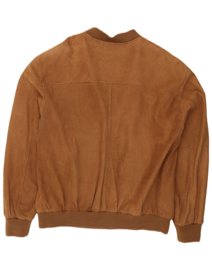 Canda Mens Suede Bomber Jacket UK 40 Large Brown Leather