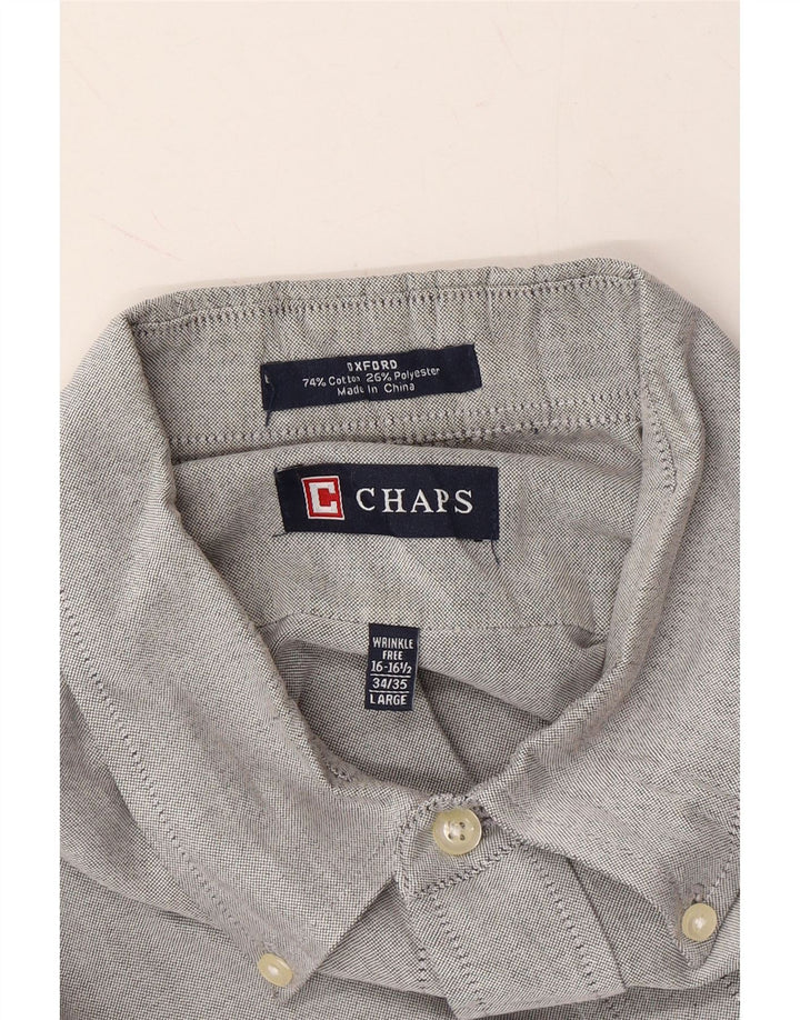 CHAPS Mens Wrinkle Free Shirt Size 16 1/2 Large Grey Cotton Vintage Chaps and Second-Hand Chaps from Messina Hembry 