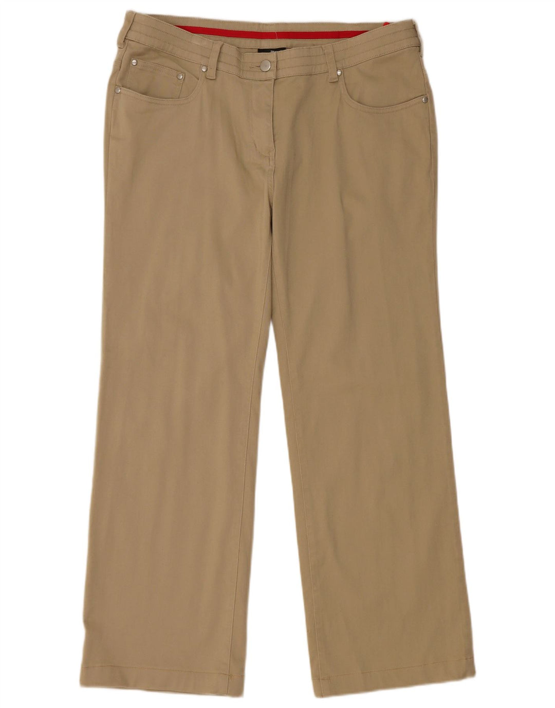 Fila Womens Straight Casual Trousers UK 16 Large W36 L28 Khaki Cotton