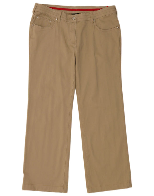 Fila Womens Straight Casual Trousers UK 16 Large W36 L28 Khaki Cotton