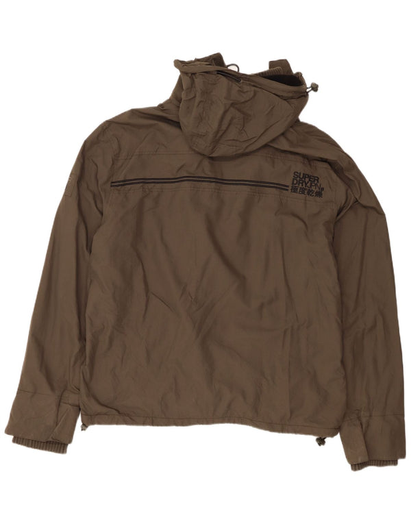 Superdry Mens Hooded Windbreaker Jacket UK 46 3XL Khaki Nylon