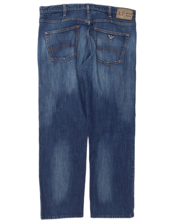 Armani Mens Regular Straight Jeans W36 L30 Blue Cotton