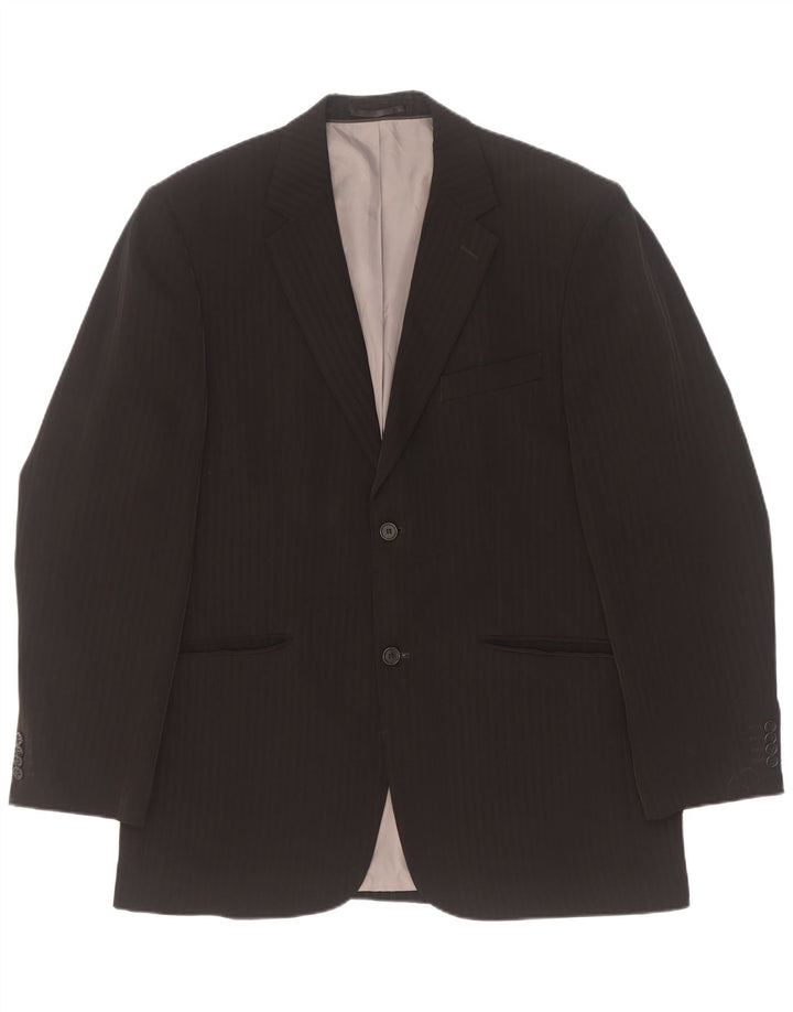 Angelo Litrico Mens 2 Button Blazer Jacket UK 40 Large Black Pinstripe