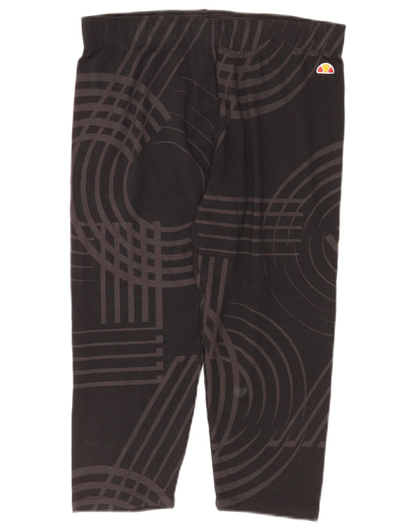 Ellesse Womens Capri Leggings UK 12 Medium Black Geometric Cotton