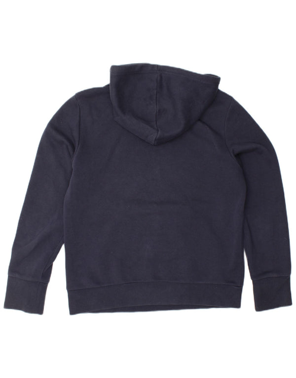 ADIDAS Womens Graphic Hoodie Jumper UK 12/14 Medium Navy Blue Cotton