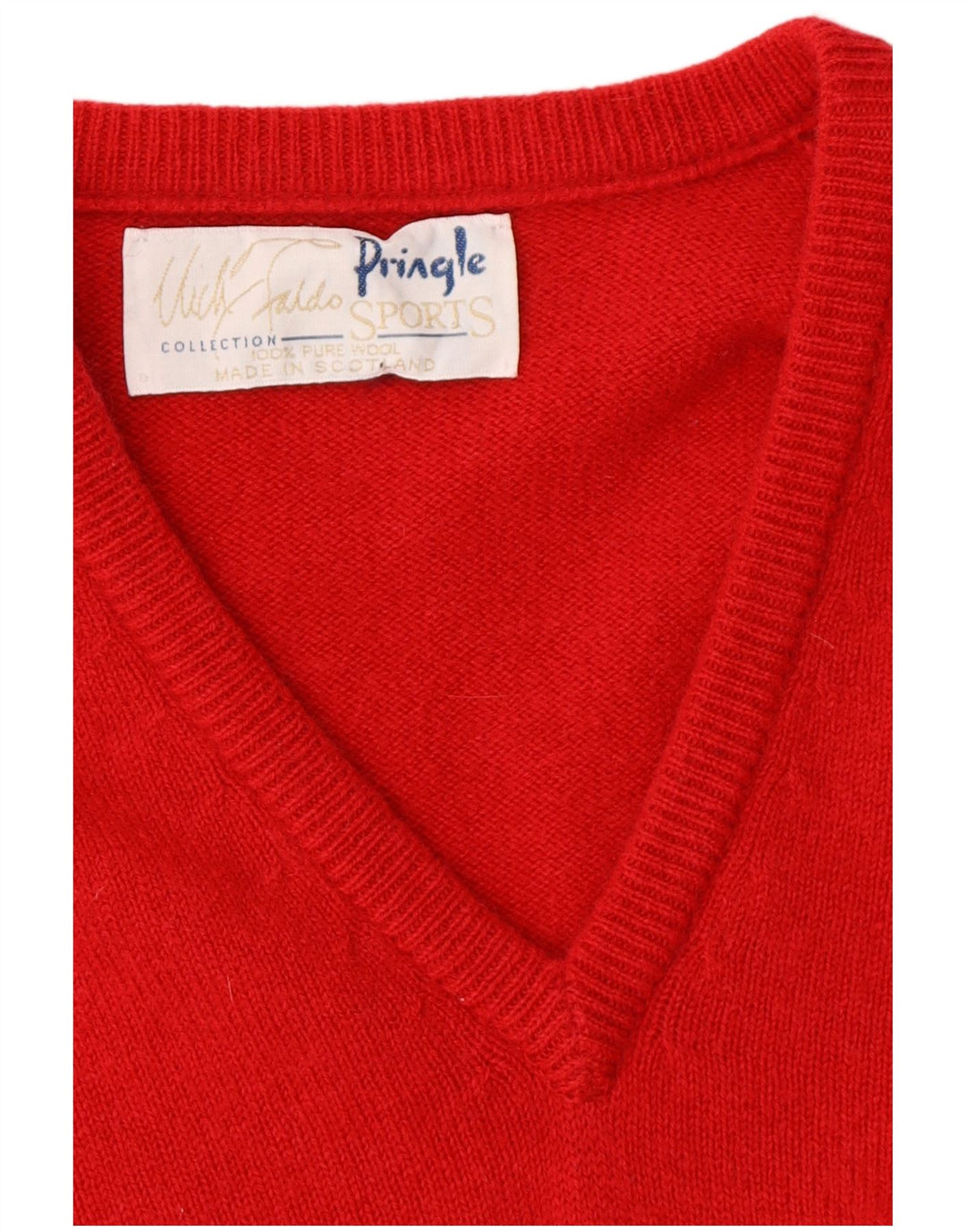 PRINGLE Womens Graphic V-Neck Jumper Sweater UK 18 XL Red Wool