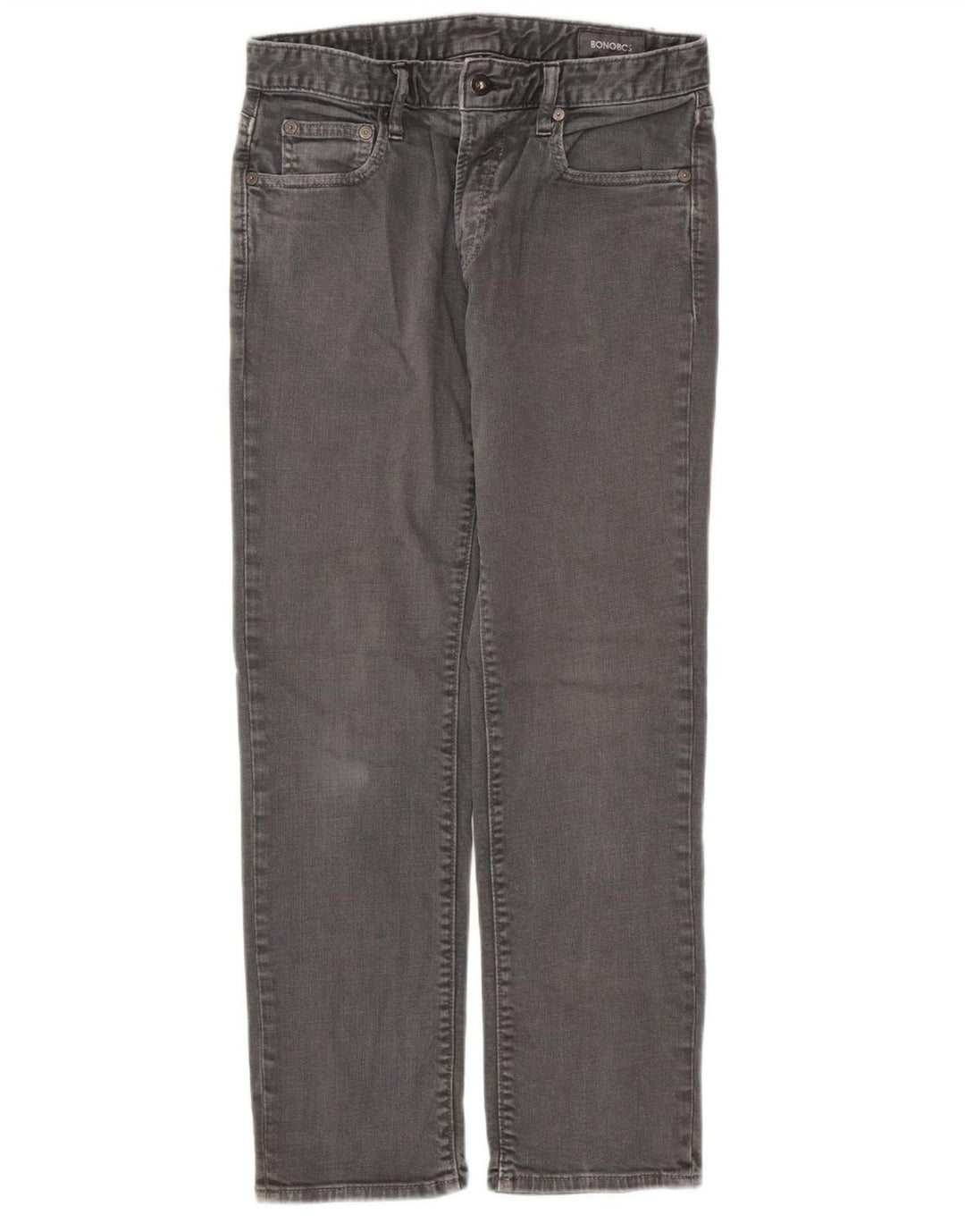 BONOBOS Womens Straight Jeans W29 L30 Grey Cotton