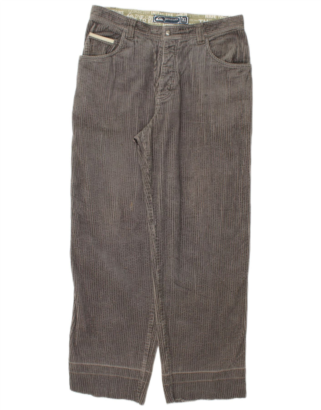 QUIKSILVER Mens Straight Corduroy Trousers XL W36 L32 Grey Cotton