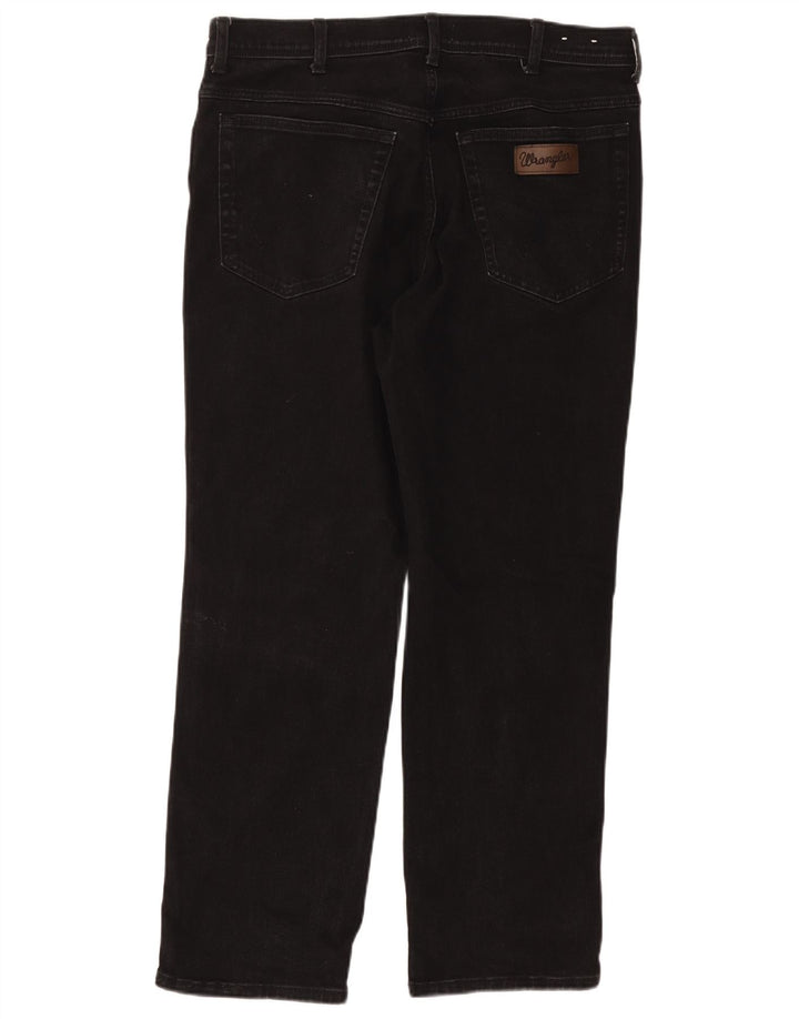 WRANGLER Mens Texas Straight Jeans W38 L30 Black Cotton