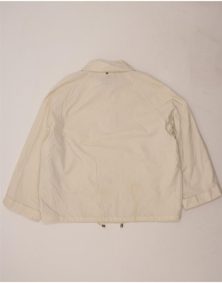 SISLEY Womens Oversized Bomber Jacket UK 14 Medium Off White Cotton Vintage Sisley and Second-Hand Sisley from Messina Hembry 