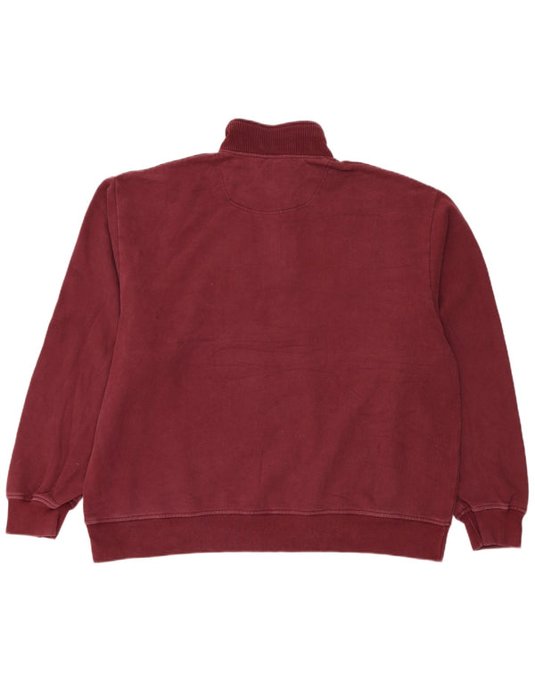 Orvis Mens Zip Neck Sweatshirt Jumper 2XL Burgundy Cotton