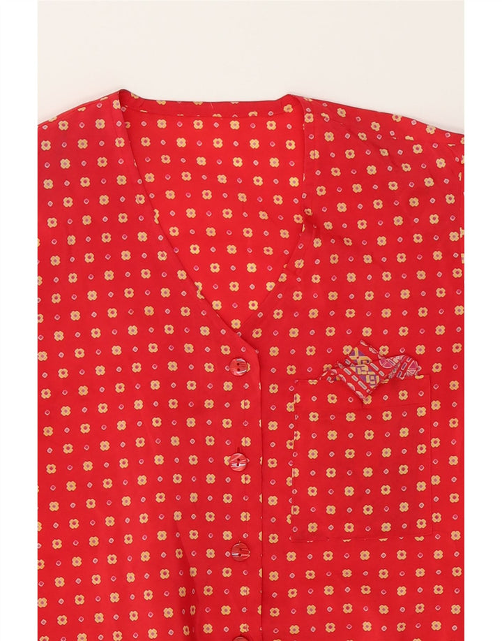 VINTAGE Womens Abstract Pattern Shirt Blouse UK 18 XL Red Vintage Vintage and Second-Hand Vintage from Messina Hembry 