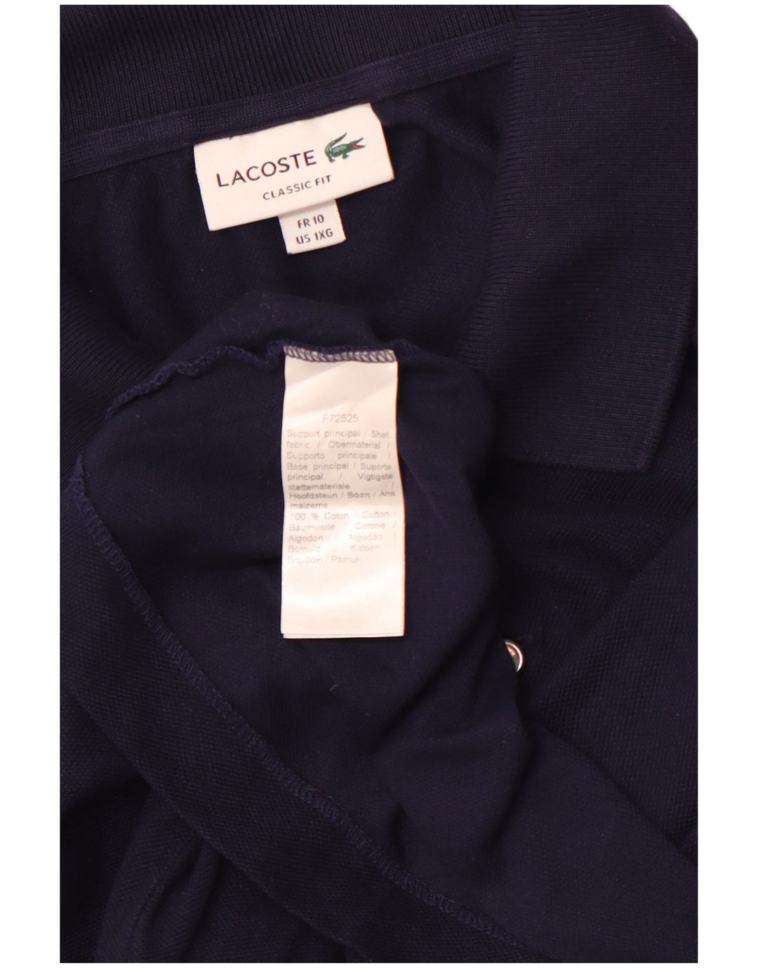 LACOSTE Mens Classic Fit Polo Shirt Size 10 5XL Navy Blue Cotton
