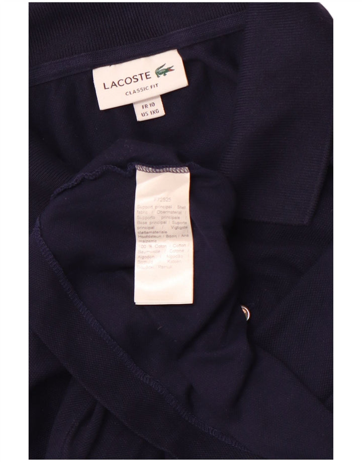 LACOSTE Mens Classic Fit Polo Shirt Size 10 5XL Navy Blue Cotton