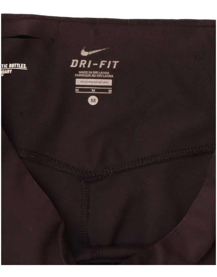 Nike Womens Dri Fit Capri Leggings UK 12 Medium  Black Polyester