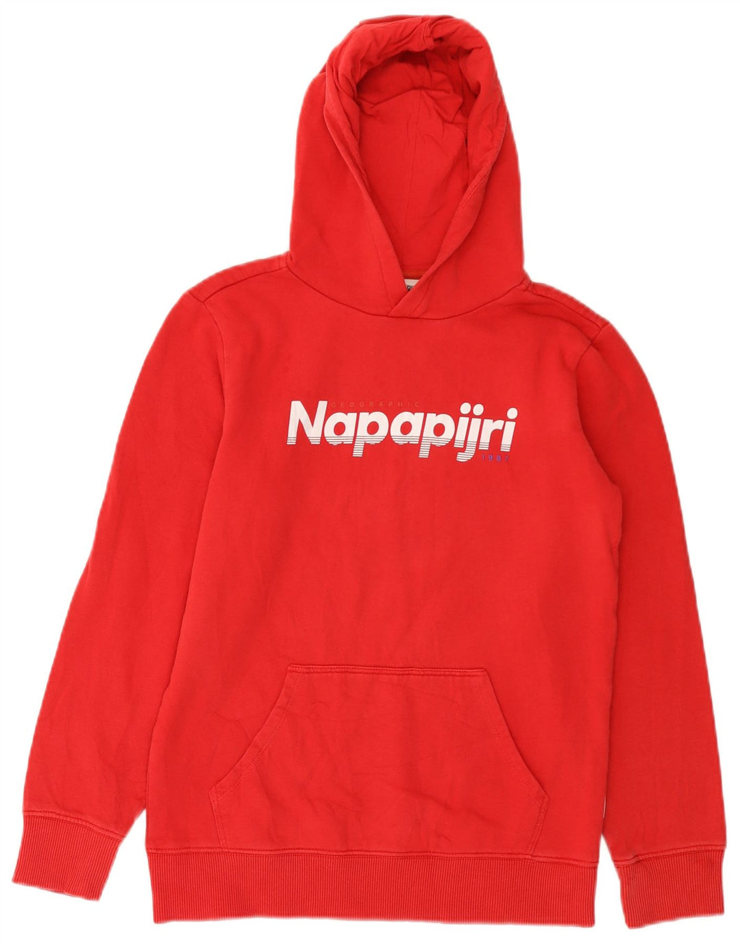 NAPAPIJRI Boys Graphic Hoodie Jumper 13-14 Years Red Cotton