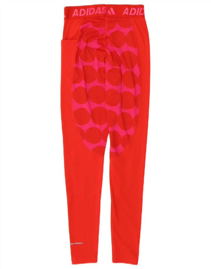 ADIDAS Womens Tech Fit Graphic Leggings UK 8/10 Small  Red Polka Dot