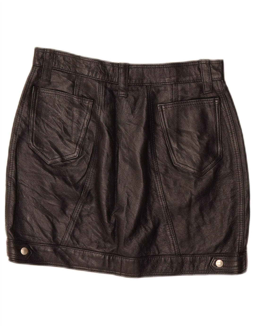 Vintage Womens Mini Leather Skirt W26 Small  Black