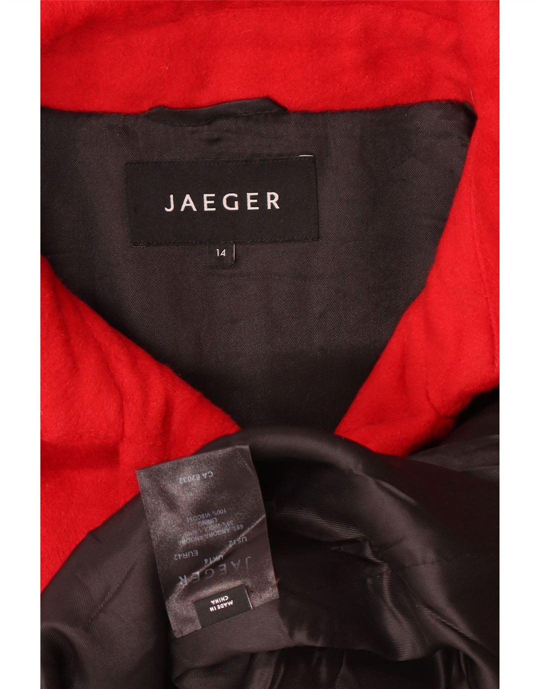 Jaeger Womens Oversized Double Breasted Coat UK 14 Large  Red Angora