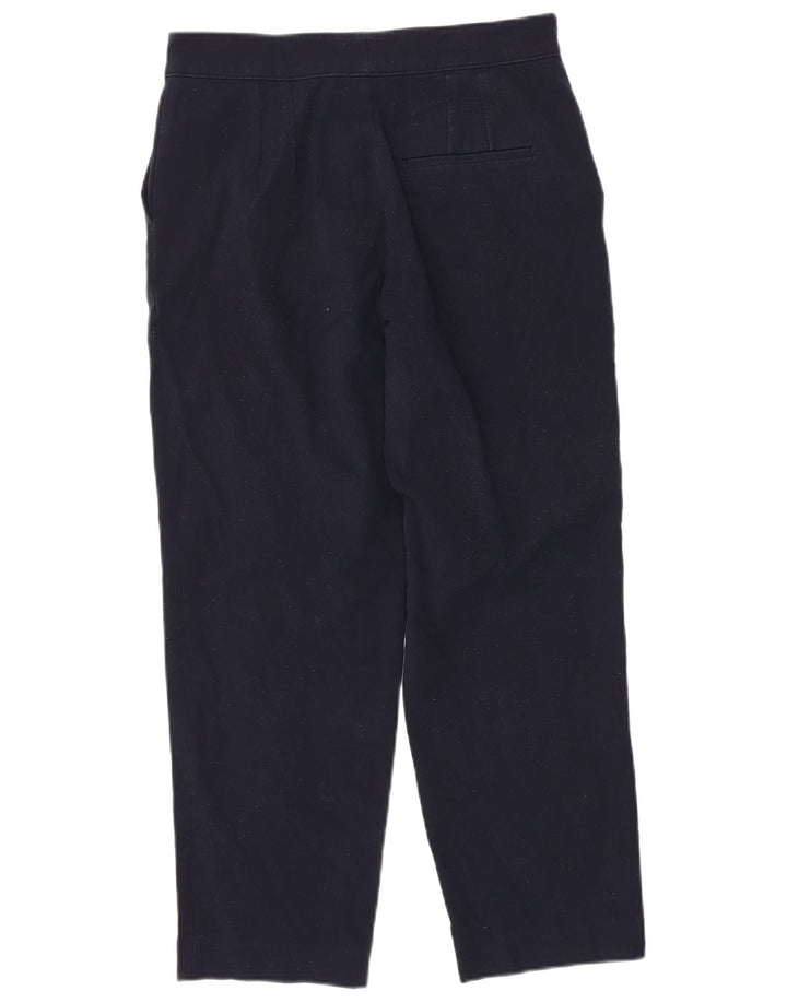 Massimo Dutti Womens Cropped Trousers EU 40 Medium W30 L26 Navy Blue