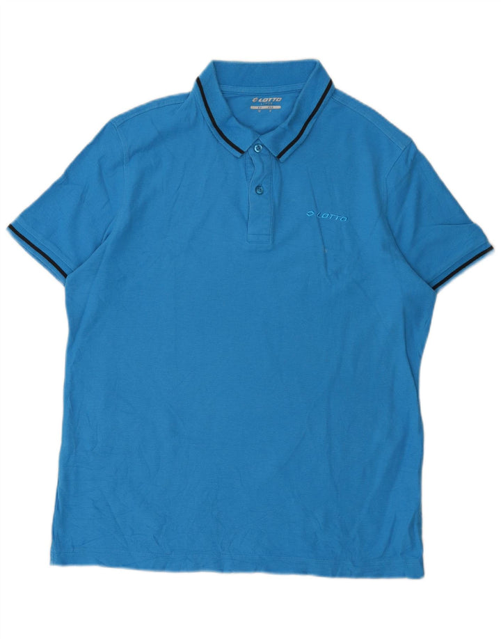 Lotto Mens Polo Shirt Medium Blue Cotton