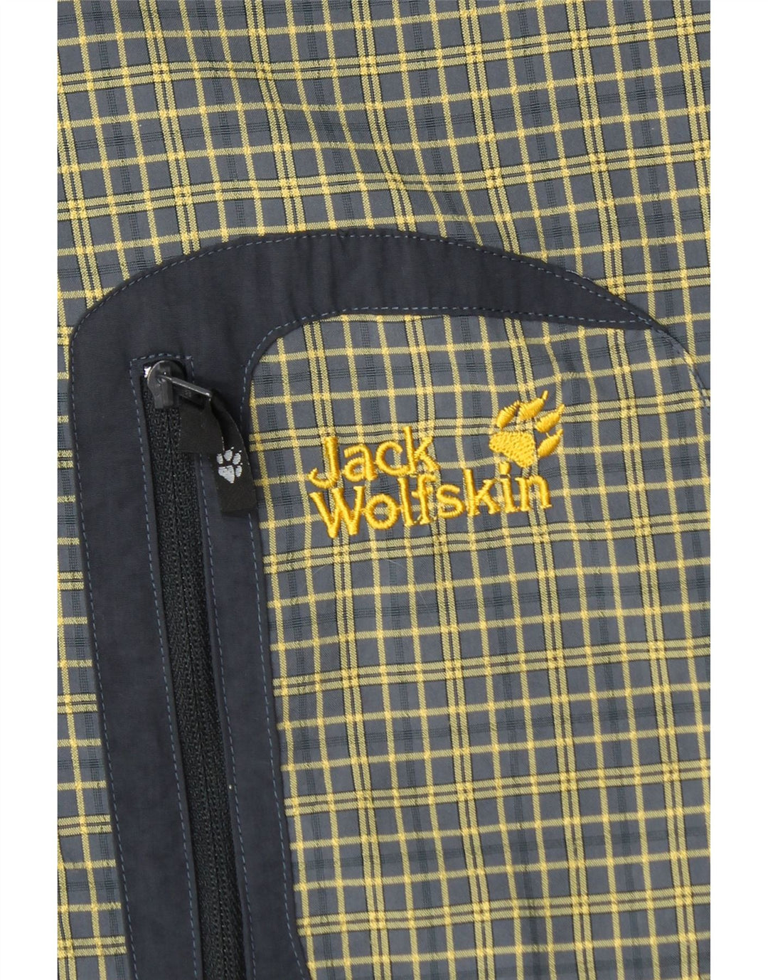 JACK WOLFSKIN Mens Shirt UK 40/42 Large Yellow Check Polyamide