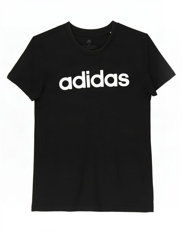 Adidas Womens Graphic T-Shirt Top UK 8/10 Small Black Cotton