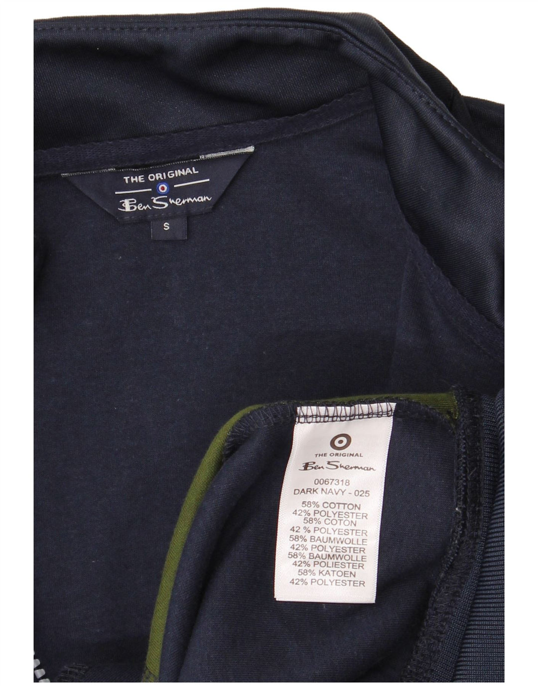 BEN SHERMAN Mens Tracksuit Top Jacket Small Navy Blue Colourblock Cotton