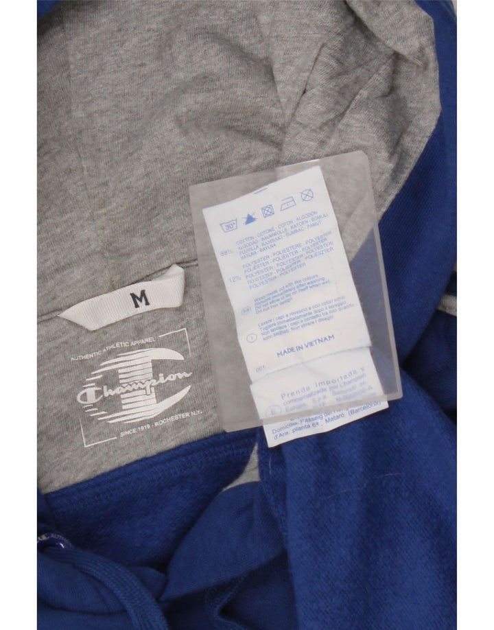 CHAMPION Mens Graphic Hoodie Jumper Medium Blue Cotton