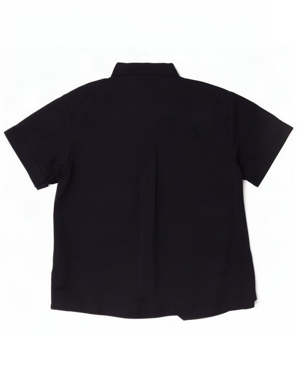 Marks & Spencer Womens Short Sleeve Shirt Blouse UK 12 Medium Navy Blue