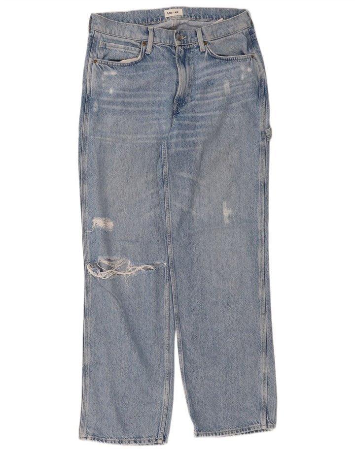 LEE Womens By H&M Distressed Straight Jeans US 6 Medium W32 L30 Blue