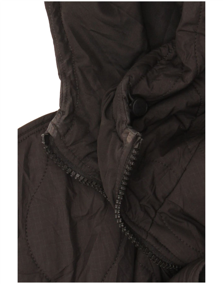 Zara Womens Hooded Oversized Quilted Jacket UK 10 Small Black Polyester