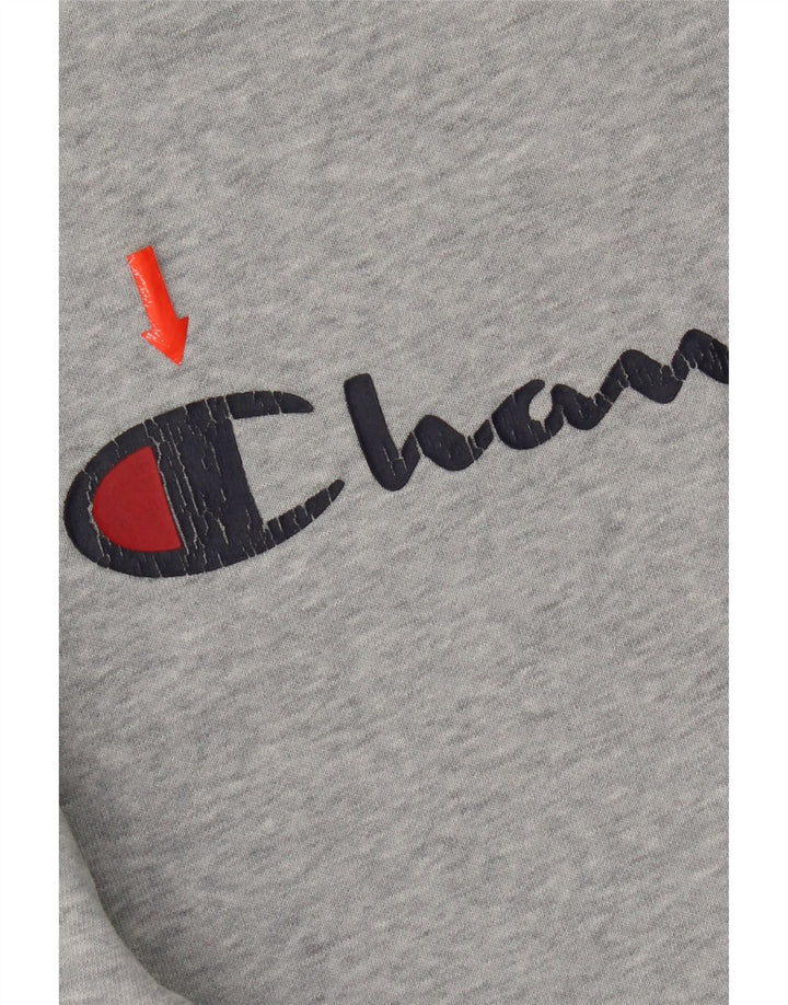 Champion Mens Graphic Sweatshirt Jumper Small Grey Flecked Cotton