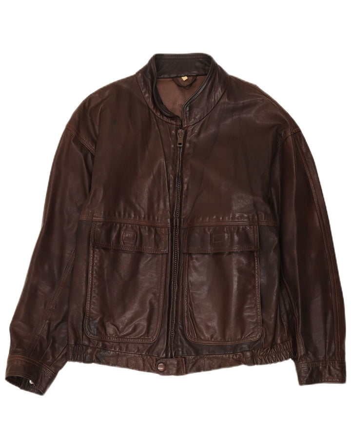 Vintage Mens Leather Jacket UK 36 Small Brown