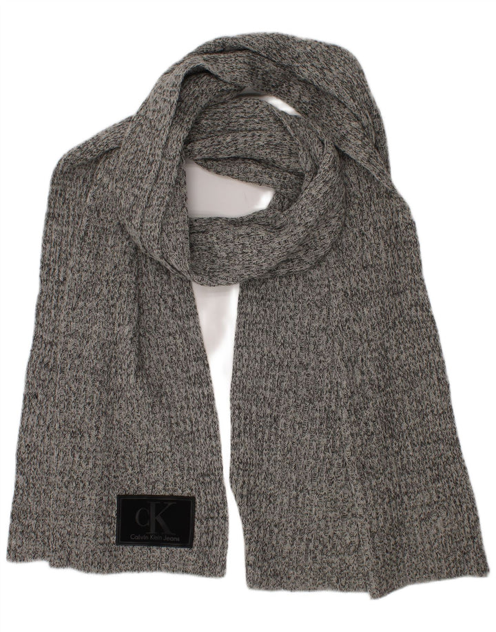 CALVIN KLEIN JEANS Mens Knit Rectangle Scarf One Size Grey Nylon Classic