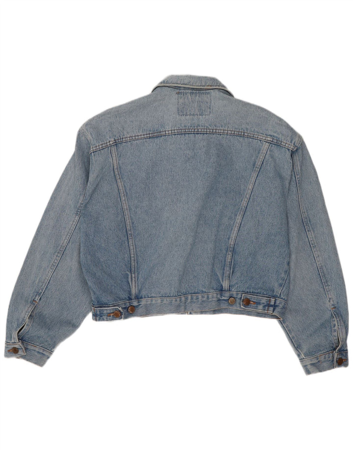 Wild Mens Crop Denim Jacket UK 38 Medium Blue Cotton