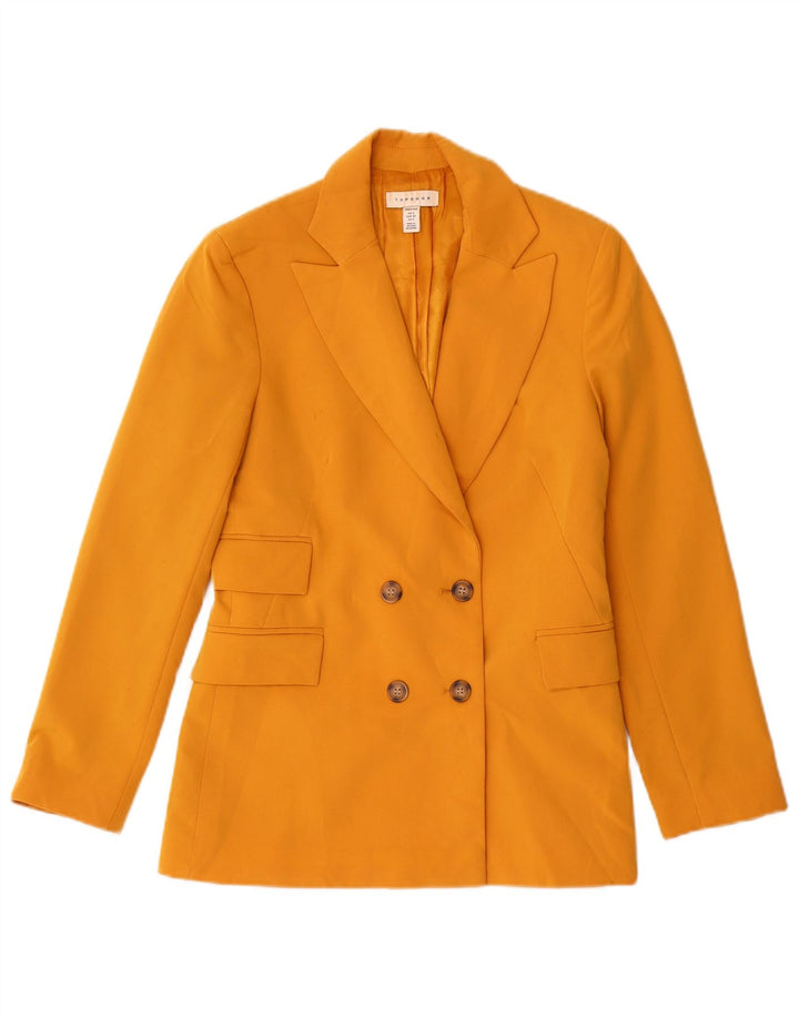 Topshop Womens Double Breasted Blazer Jacket UK 4 XS Yellow Polyester