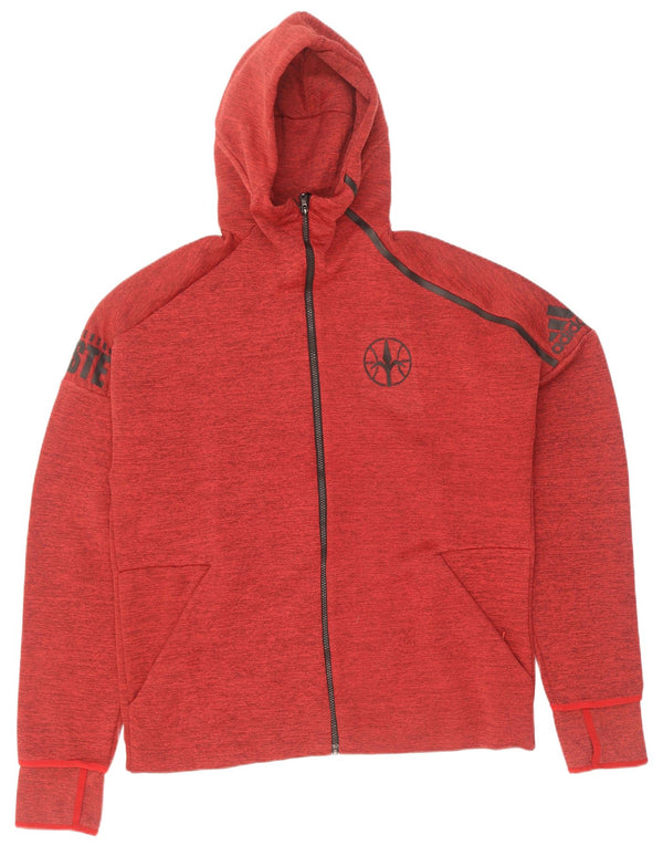 Adidas Mens Graphic Zip Hoodie Sweater Large Red Flecked Polyester
