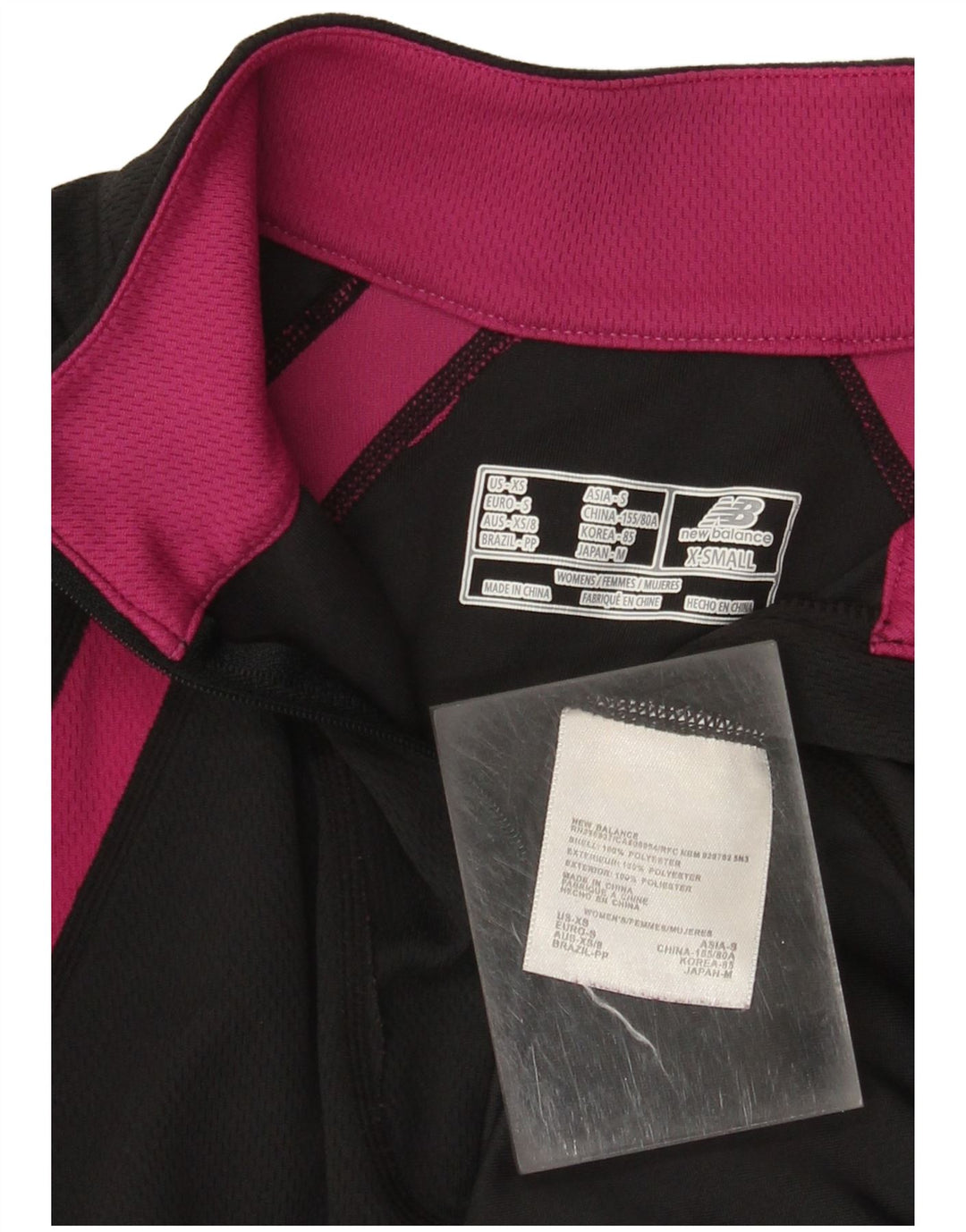 NEW BALANCE Womens Pullover Tracksuit Top UK 6 XS Black Colourblock