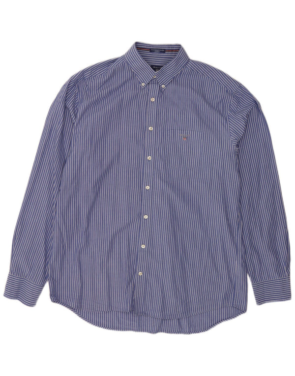 Gant Mens Regular Fit Shirt Size 43/44 17 1/2 XL Blue Pinstripe Cotton