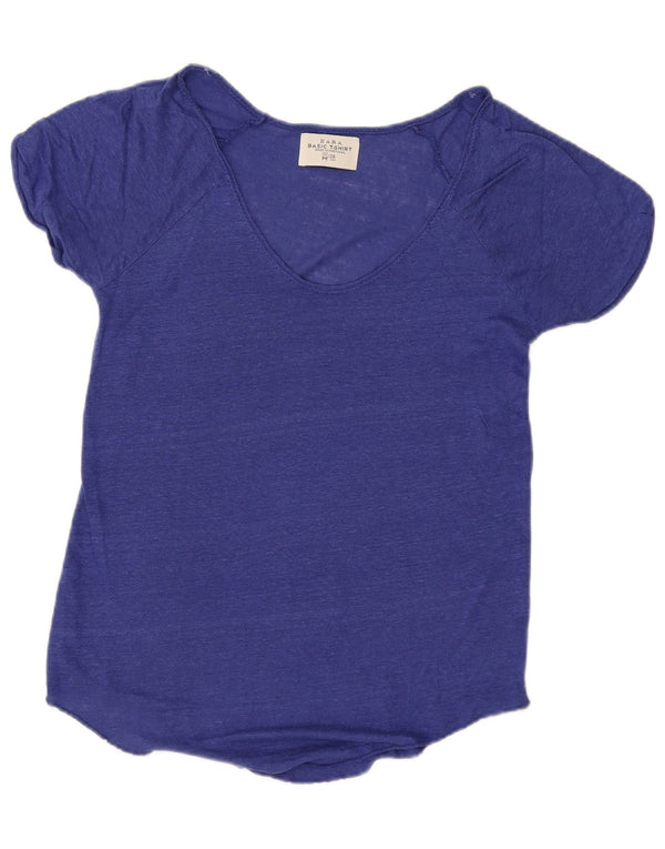 Zara Womens T-Shirt Top UK 14 Medium Blue Flecked