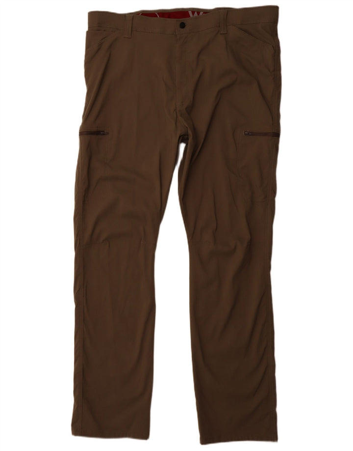 WRANGLER Mens Straight Hiking Cargo Trousers W40 L32 Khaki Nylon