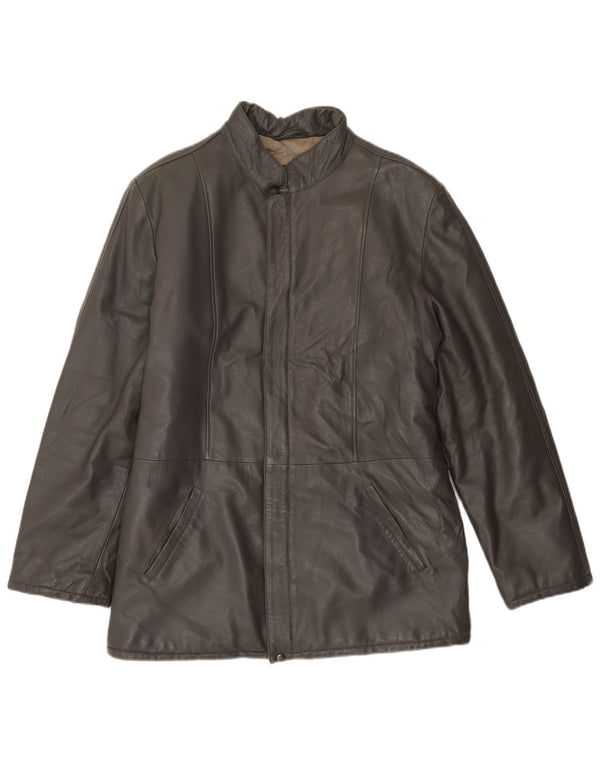 VINTAGE Mens Leather Jacket UK 38 Medium Grey